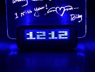 douself LED Blue Light Digital Message Board Clock Alarm with Temperature Calendar Timer 16 World Famous Songs to Appreciate