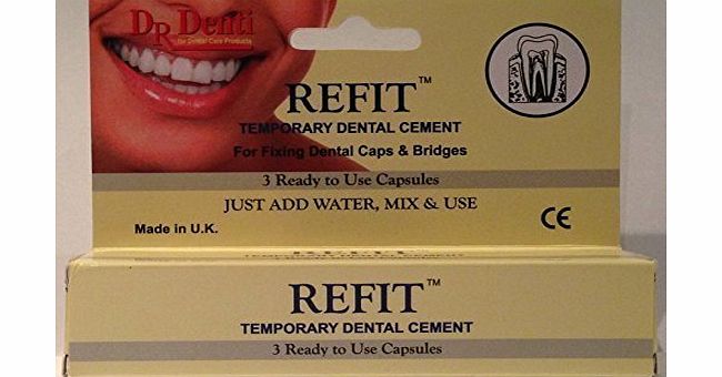 Dr Denti THREE PACKS Dr Denti Refit Temporary Dental Cement 3 Ready To Use Capsules