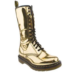 Female 14 Eye Zip Metallic Boot Manmade Upper ?40 plus in Gold