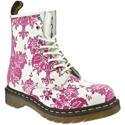 Female Dr Martens 1460 W Leather Upper Casual in White and Pink