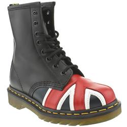 Female Iconic 8418 Union Jack Boot Leather Upper Casual in Black and Red