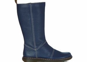 Womens Kim blue leather slip-on boots