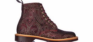 Dr. Martens Womens Page red and gold paisley boots