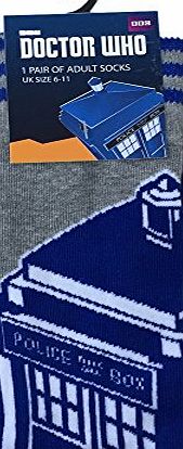 Dr Who Doctor Who Blue amp; Grey Tardis Mens Official Socks UK Size 6 - 11