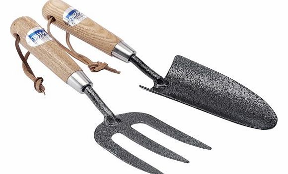 Draper 03328 2-Piece Carbon Steel Heavy-Duty Hand Fork and Trowel Set with Ash Handles