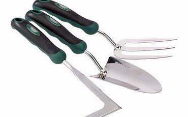 Expert 27436 3 piece Stainless Steel Heavy Duty Soft Grip Fork, Trowel and Weeder Set