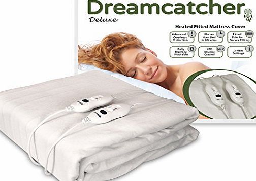 Dreamcatcher Double Luxury Polyester Heated Electric Under Blanket with LED Detachable Dual Controllers, Machine Washable amp; 3 Comfort Settings, Size 137 x 190cm