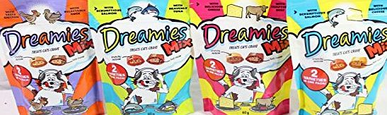 Dreamies Bulk Buy 8 packs of MIXED Dreamies (2 of each flavour), see which one your cat or kitten loves the most! Save on postage by bulk buying! 8 x 60g bags (480g total)