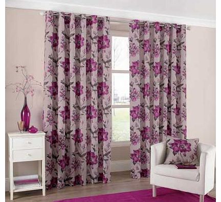 Tokyo Lined Eyelet Curtains - 117x137cm - Plum