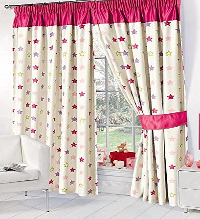 Dreamscene Stars Supersoft Childrens Kids Thermal Pink Stars Blackout Curtains (53`` Wide x 54`` Drop)