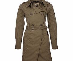 Olive zip-up cotton blend trench coat