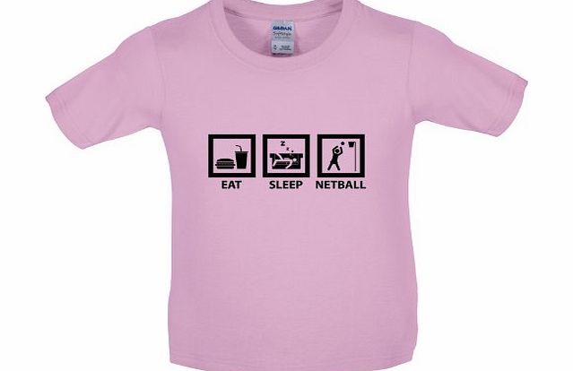 Dressdown Eat Sleep Netball - Childrens / Kids T-Shirt - Light Pink - XL (12-14 Years)