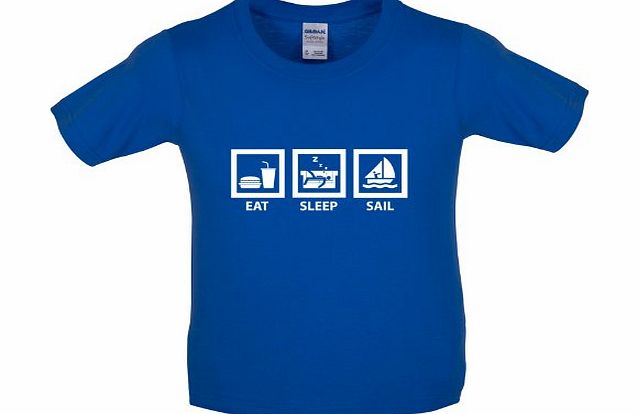 Dressdown Eat Sleep Sail - Childrens / Kids T-Shirt - Royal Blue - L (9-11 Years)