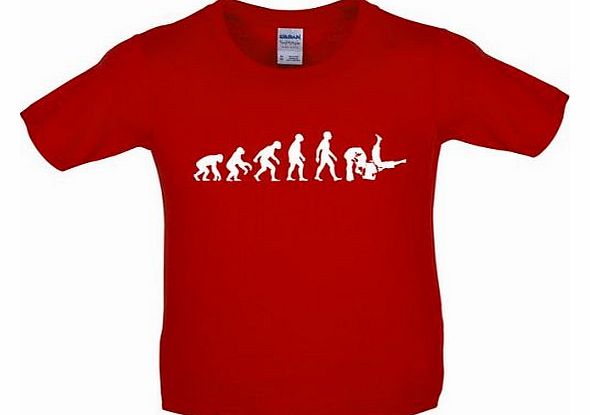 Dressdown Evolution of man Judo - Childrens / Kids T-Shirt - Red - XL (12-14 Years)