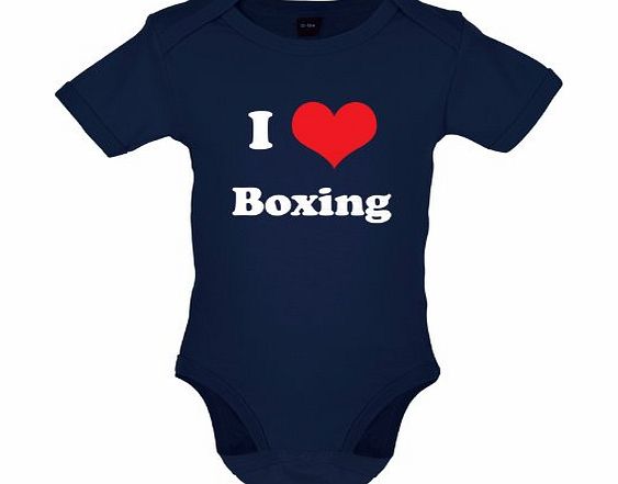 Dressdown I Love Boxing - Funny Babygrow / Bodysuit - Nautical Navy - 3-6 Months