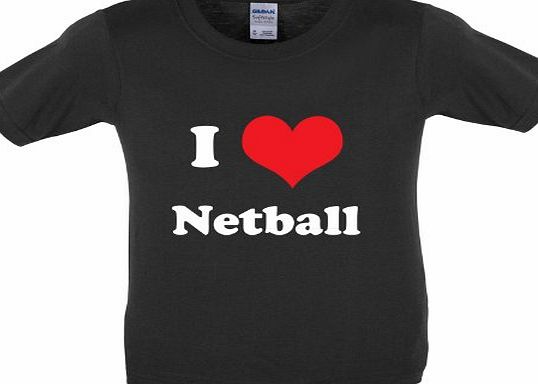Dressdown I Love Netball - Childrens / Kids T-Shirt - Black - M (7-8 Years)