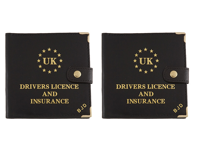 Driving Licence Wallet Personalised, Black and