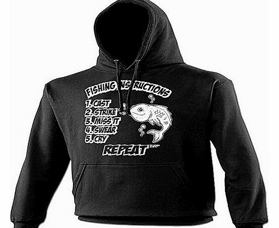 Drowning Worms FISHING INSTRUCTIONS - DROWNING WORMS (L - BLACK) NEW PREMIUM HOODIE - slogan funny clothing joke no