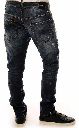Dsquared Kenny Twist Leather Patch Logo Jeans