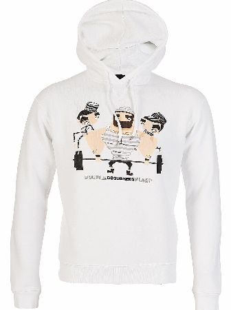 Dsquared Pumping Iron Hooded Top White
