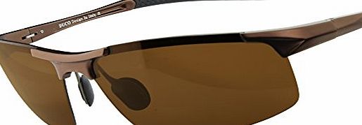 Duco Mens Driving Sunglasses Polarized Glasses Sports Eyewear Fishing Golf Goggles 8177S (Brown Frame,Brown Lens)