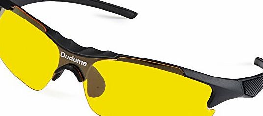Duduma Yellow Night Vision Polarised Sports Mens Sunglasses for Ski Driving Golf Running Cycling Tr46 Superlight Frame Design for Mens and Womens (black matte frame with yellow lens)