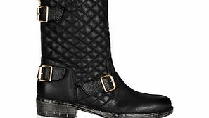 Dune Router black leather quilted boots
