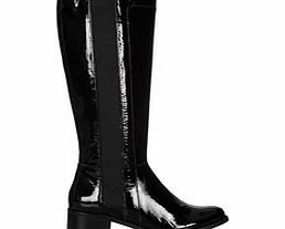 Dune Thorpe black patent leather boots