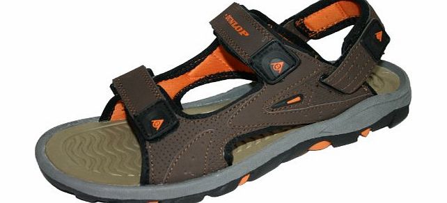 Mens Dunlop Sports Beach Trekking Walking Hiking Velcro Sandals Sizes 7 - 12 (7 UK, Brown / Orange)