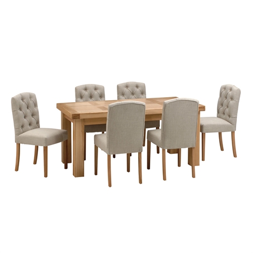 Dunston Oak 180-260cm Ext. Dining Table and 6