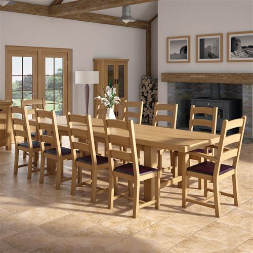 Dunston Oak Extra Large Dining Set with 8 Chairs
