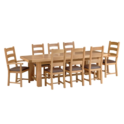 Dunston Oak Large Dining Set with 8 Chairs 593.025