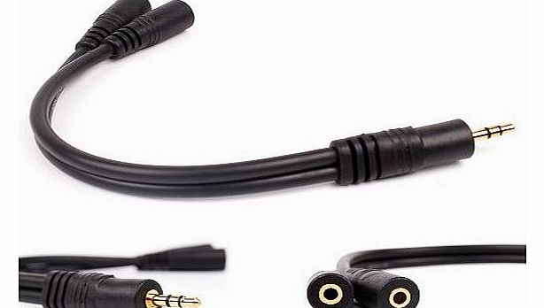 3.5mm Gold-Plated Headphones Split Adapter With Two Headphone Ports For Ijoy Biox, Ijoy Kandy, Ijoy Scape 7, Ijoy Scooby II, Ijoy Saphyr 7, Ijoy Themis II, Ijoy Cream, Blaupunkt Endeavour 1