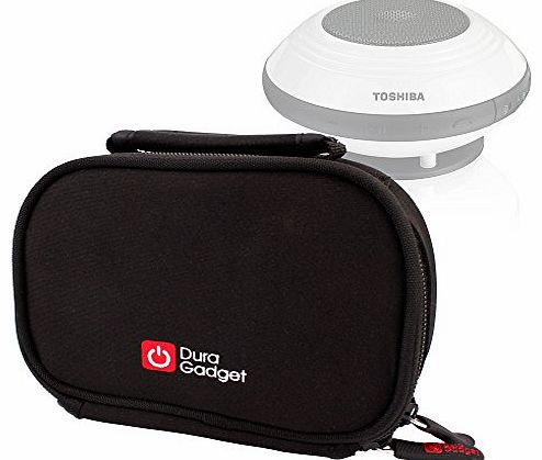 DURAGADGET Black Neoprene Lightweight Zip Locked Carry Case With Accessories Space Compatible With Toshiba TY-SP1 Bluetooth Portable Speaker