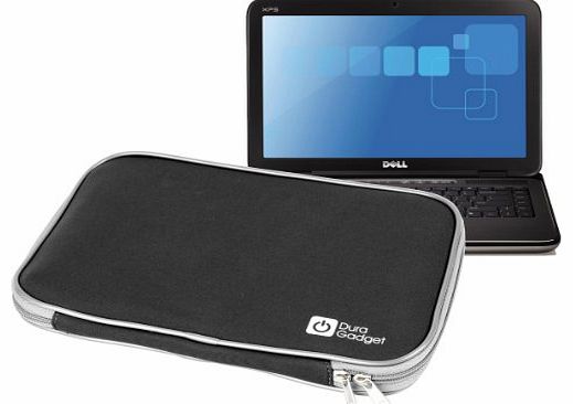 Black ``Travel`` Water Resistant & Shock Absorbent Neoprene Laptop Sleeve With Dual Zips For Dell XPS 14, XPS 15, Latitude 15.6`` & Vostro 15.6`` + BONUS Mini Mouse