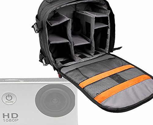 DURAGADGET High Quality Adventure Water Resistant Nylon Rucksack With Adjustable Padded Interior For SJ4000 Extreme Sport Action Camera