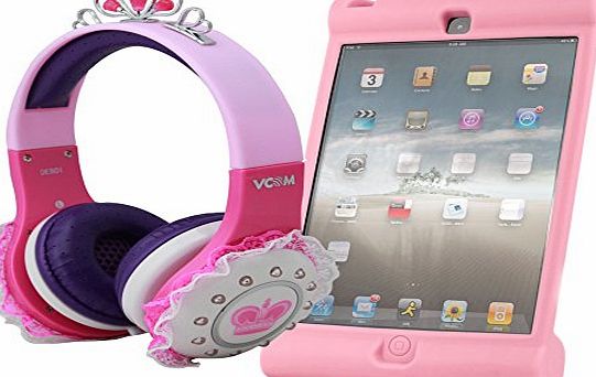 DURAGADGET Limited Edition Childrens Princess Tiara Headphones in Pink amp; Purple with Pretty Lace Detailing PLUS Custom Designed Pink iPad MINI Silicone Case