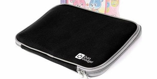 DURAGADGET Sleek Black Water Resistant Neoprene Protective Laptop Sleeve With Dual Zips For VTech Touch and Teach Word Book