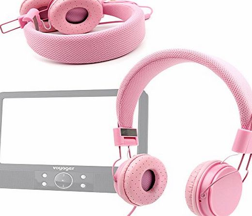 Ultra-Stylish Pink Kids Fashion Headphones With Padded Design, Button Remote And Microphone For DBPower 9.5`` Swivel Screen Handheld Portable DVD Player Remote Car Adapter DVD VCD CD SD MP3