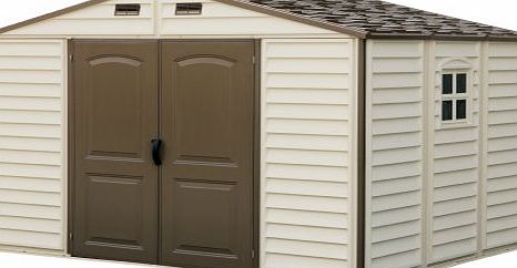 Duramax Woodside 10 x 8 Vinyl Storage shed with Foundation and three fixed window