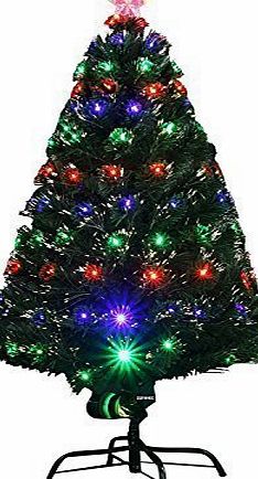 Duronic 4ft (120cm) Indoor LED Multicolour Fibre Optic Xmas/Christmas Tree with stand