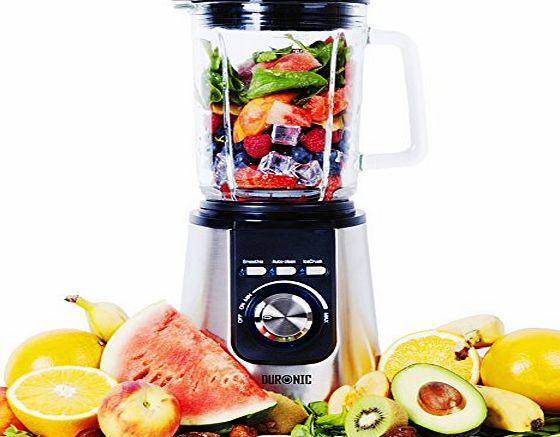 Duronic BL1200 - Stainless Steel Body Table Blender - 1.8L Glass Jug. Pre Programmed for: Smoothies, Ice Crusher and Auto Clean - Powerful 1200W Motor