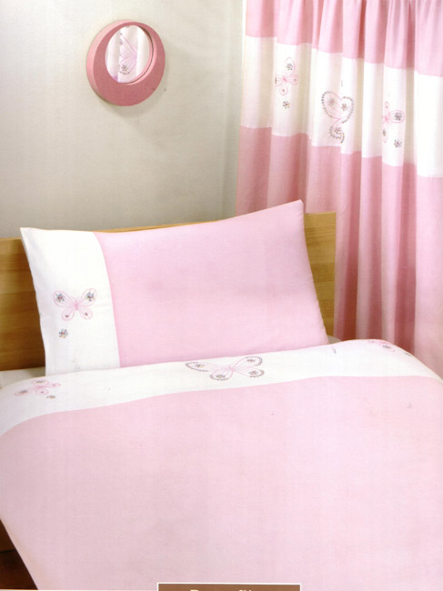 Duvet Cover Butterfly Pink Single Size Embroidered Duvet Cover and pillowcase