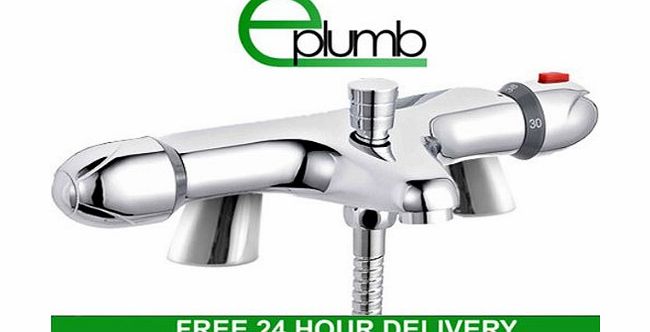 E-PLUMB Thermostatic Bathroom Deck Mounted Bath Filler Shower Bar Valve Tap Mixer Legs