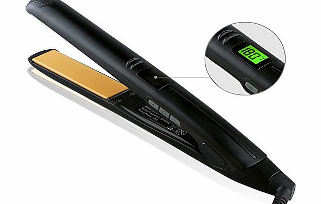 E-THINKER Salon Professional Digital 1 inch Anti Static Ceramic Plates Hair Straightener Flat Iron with Negative Ion Emission
