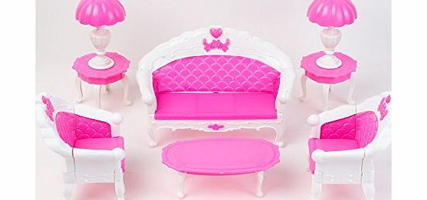 Mini Dollhouse Furniture Living Room Set Table and Chair for Barbie Dolls