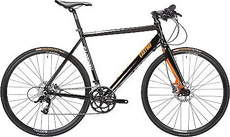 Mens Alloy Flat 2.0 Bar Road Bike - Black/Orange, Large
