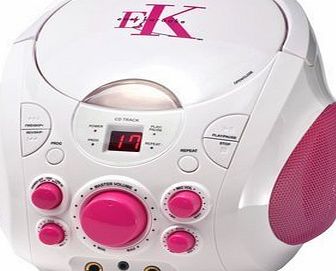 Easy Karaoke Disney Princess Karaoke Machine CD Player Boombox With Mic amp; 16 Songs - Pink