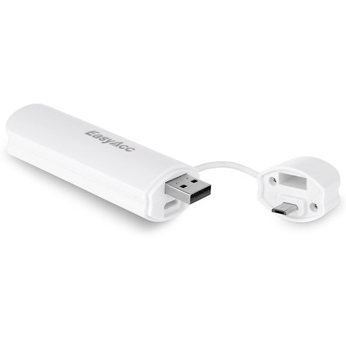 EasyAcc 2600mAh All-in-One Power Bank with Built-in Input and Output Connectors Lipstick Sized Portable Exte