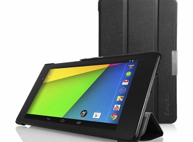 EasyAcc Ultra Slim ASUS Google Nexus 7 2013 Protector Leather Case Smart Case Back Cover with Stand / Auto Sleep Wake-up for Google Nexus 7 FHD 2 Generation (Top Premium PU Leather, Folded Cover Desi